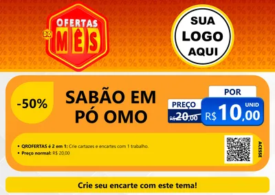 Modelo de Cartaz para Cartaz A4 Horizontal com o tema Ofertas do Mês para Produtos de Limpeza