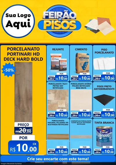 Modelo de Encarte para Encarte A4 Vertical com o tema Feirão de Pisos para Pisos e revestimentos