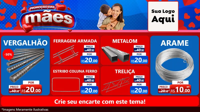 Modelo de TV para TV Horizontal com o tema Promoção das Mães para Ferragens