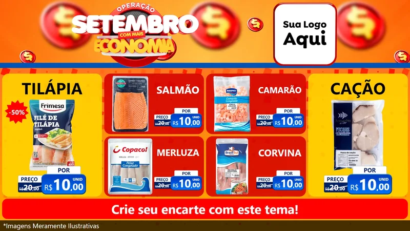 Modelo de TV para TV Horizontal com o tema Operação Setembro Com Muita Economia para Peixaria