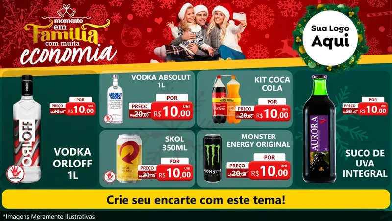 Modelo de TV para TV Horizontal com o tema Momento em Família (Natal) para Distribuidora de bebidas