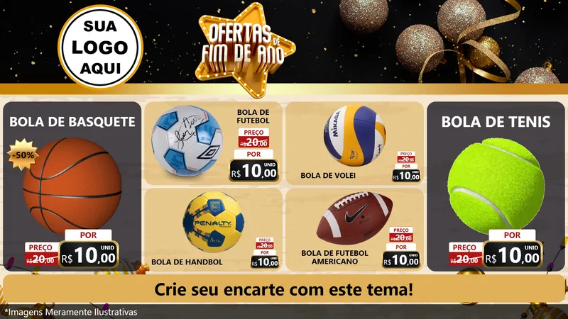 Modelo de TV para TV Horizontal com o tema Ofertas de Fim de Ano para Artigos Esportivos