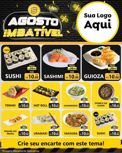 Modelo de Rede Social para Feed Instagram com o tema Agosto Imbatível para Comida japonesa