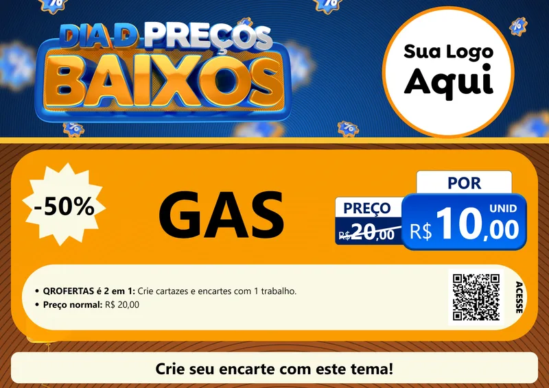 Modelo de Cartaz para Cartaz A4 Horizontal com o tema Dia D Preço Baixo para Água e gás