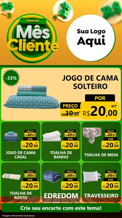 Modelo de Rede Social para Stories com o tema Especial Mês do Cliente para Cama, Mesa e Banho