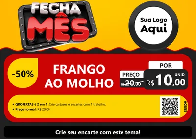 Modelo de Cartaz para Cartaz A4 Horizontal com o tema Fecha Mês para Restaurante