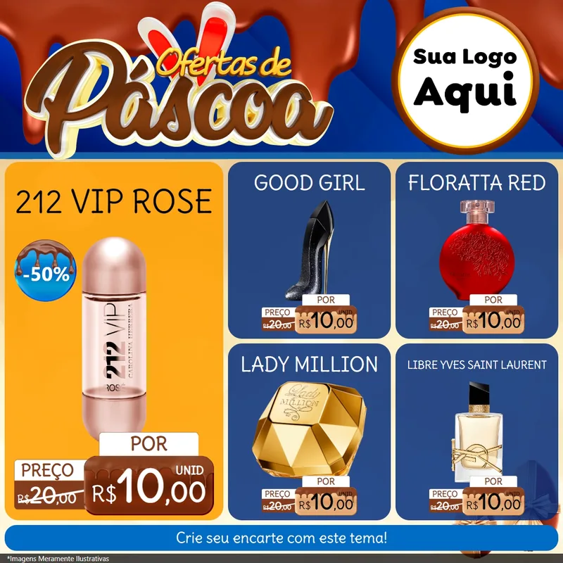Modelo de Rede Social para Feed Facebook com o tema Ofertas de Páscoa para Perfumes