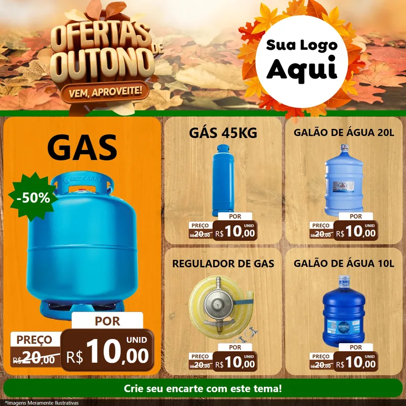 Modelo de Rede Social para Feed Facebook com o tema Ofertas de Outono - Vem, Aproveite! para Água e gás