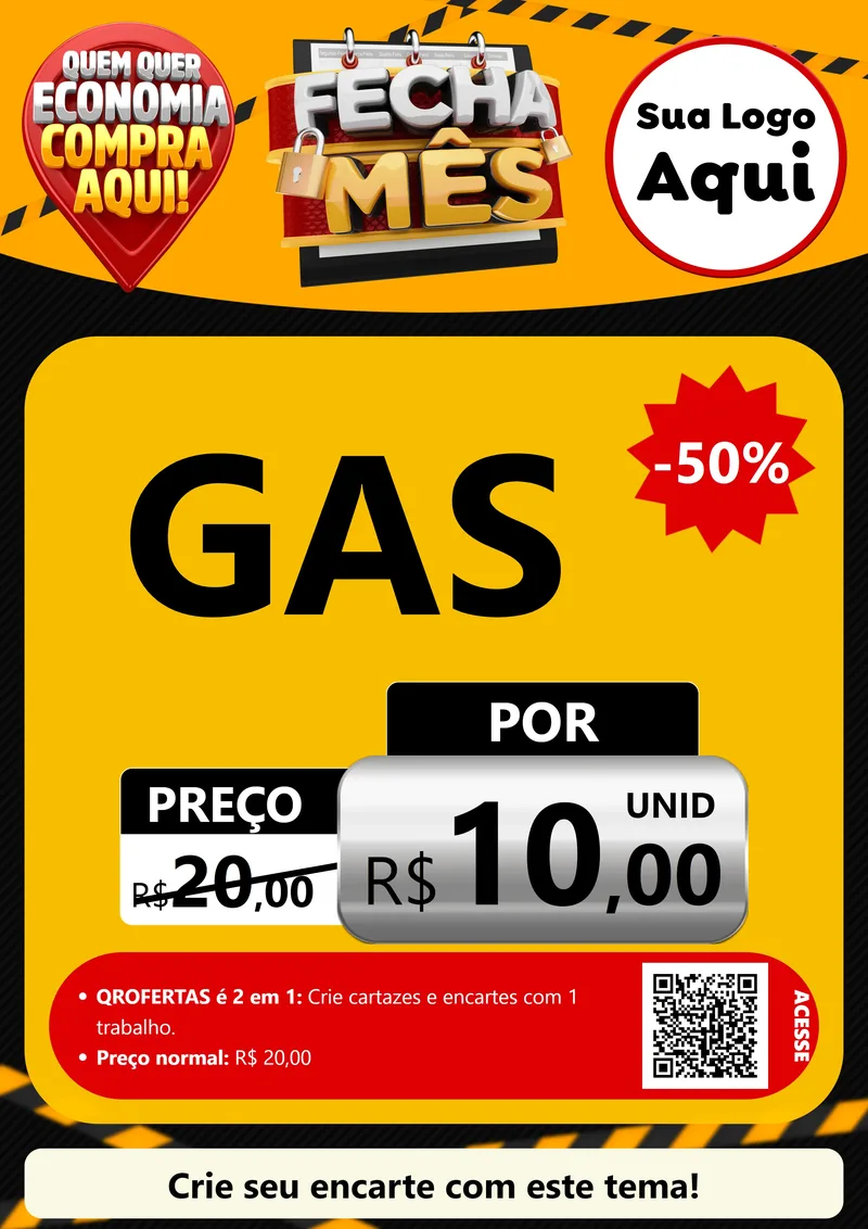 Modelo de Cartaz para Cartaz A4 Vertical com o tema Fecha Mês para Água e gás