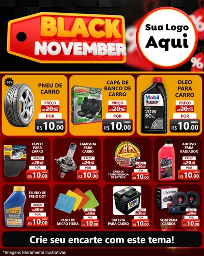 Modelo de Rede Social para Feed Instagram com o tema Black November para Auto peças
