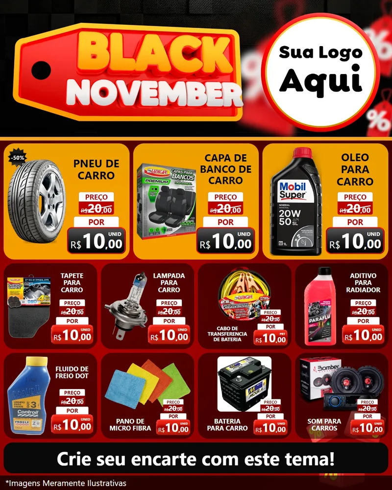 Modelo de Rede Social para Feed Instagram com o tema Black November para Auto peças