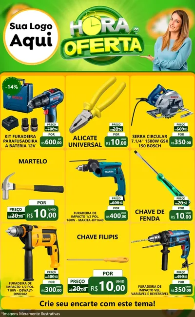 Modelo de Encarte para Encarte Grande com o tema Hora da Oferta para Maquinas e Ferramentas
