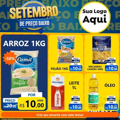 Modelo de Rede Social para Feed Facebook com o tema Setembro De Preço Baixo para Supermercado