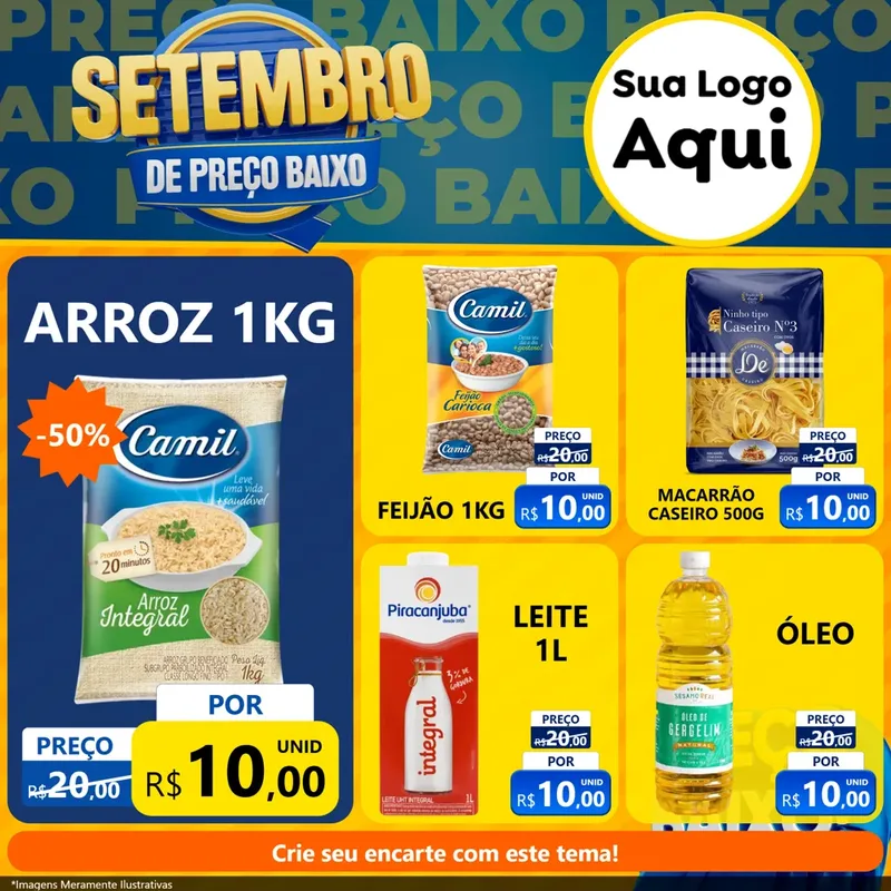 Modelo de Rede Social para Feed Facebook com o tema Setembro De Preço Baixo para Supermercado