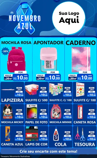 Modelo de Encarte para Encarte Grande com o tema Novembro Azul para Papelaria