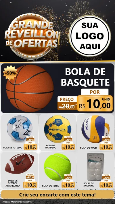 Modelo de Rede Social para Stories com o tema Grande Réveillon de Ofertas para Artigos Esportivos