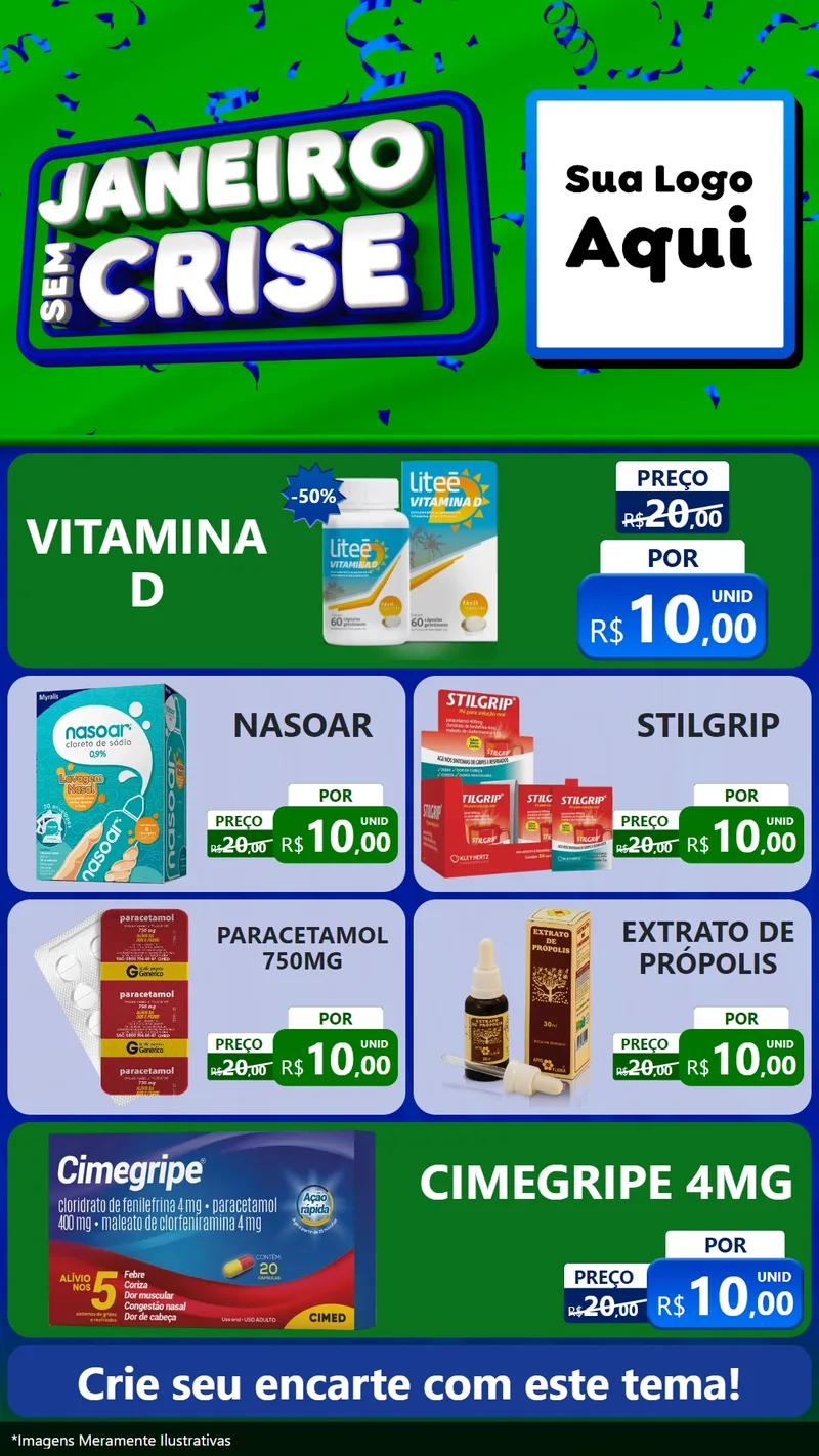 Modelo de TV para TV Vertical com o tema Janeiro Sem Crise para Farmácia