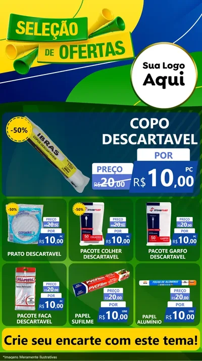 Modelo de Rede Social para Stories com o tema Seleção de Ofertas - Copa para Embalagens