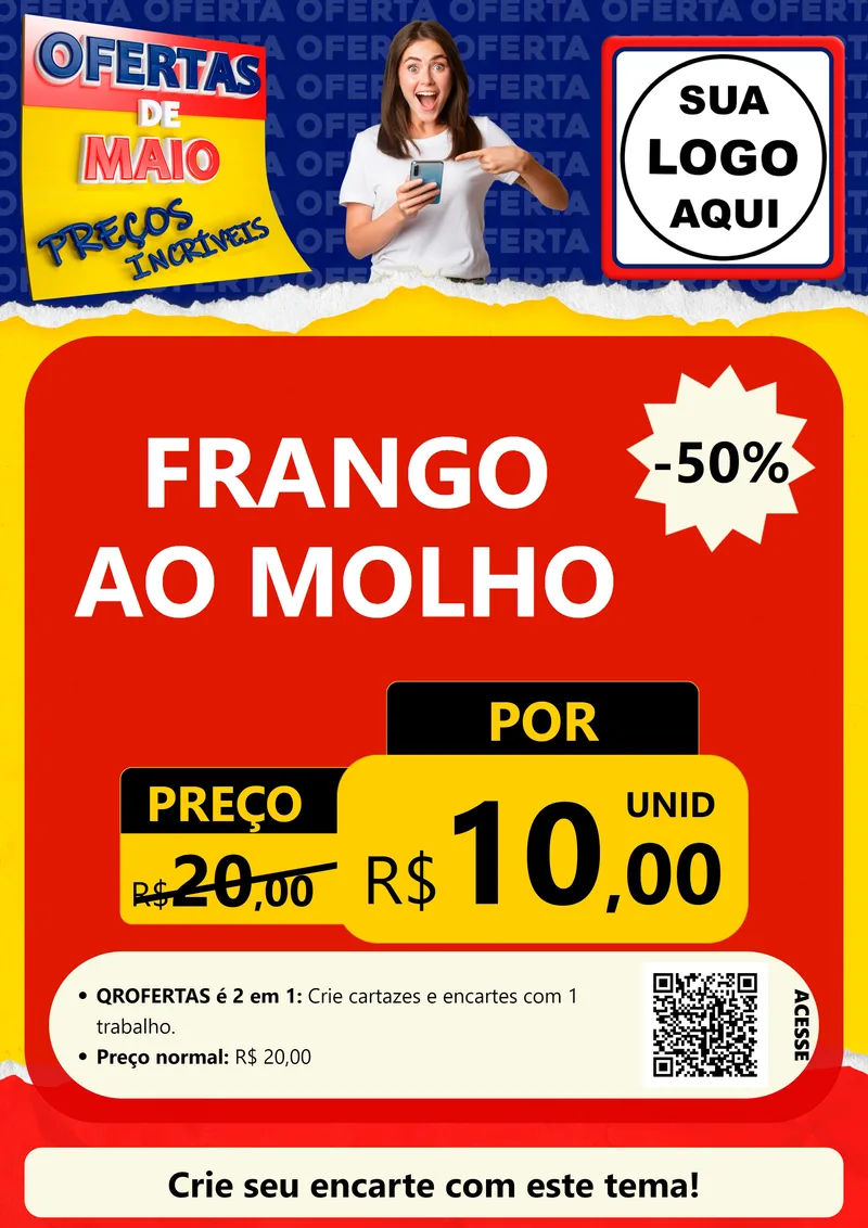 Modelo de Cartaz para Cartaz A4 Vertical com o tema Ofertas de Maio - Preços Incríveis para Restaurante