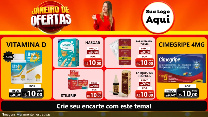 Modelo de TV para TV Horizontal com o tema Janeiro de Ofertas para Farmácia
