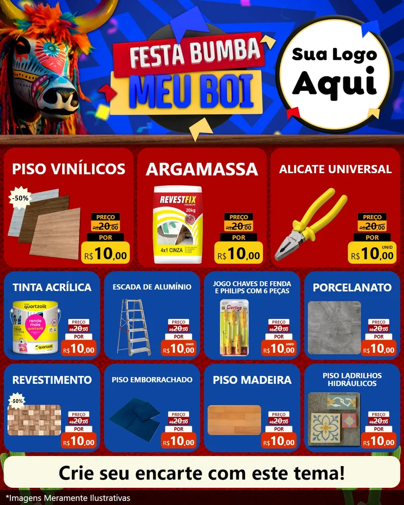 Modelo de Rede Social para Feed Instagram com o tema Festa Bumba meu Boi para Material para Construção