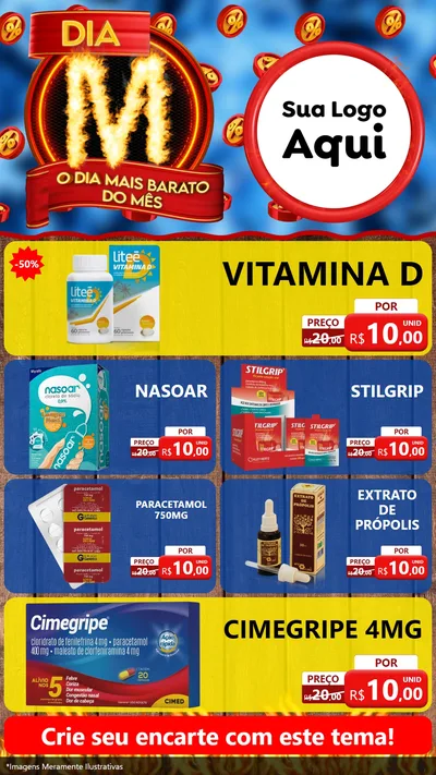 Modelo de TV para TV Vertical com o tema Dia M - O Dia Mais Barato Do Mês para Farmácia