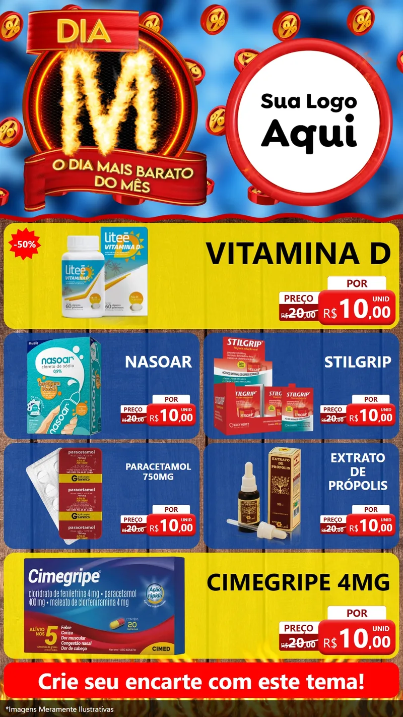 Modelo de TV para TV Vertical com o tema Dia M - O Dia Mais Barato Do Mês para Farmácia