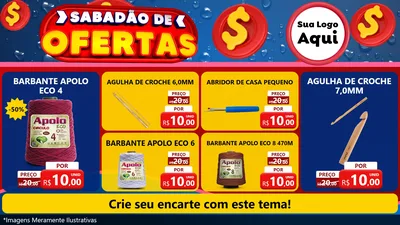 Modelo de TV para TV Horizontal com o tema Sabadão de Ofertas para Armarinho e Aviamentos