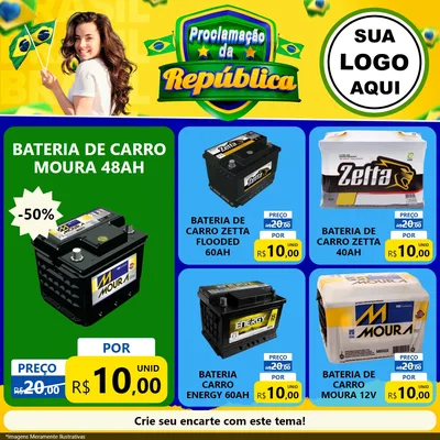 Modelo de Rede Social para Feed Facebook com o tema Proclamação da República para Baterias Elétricas