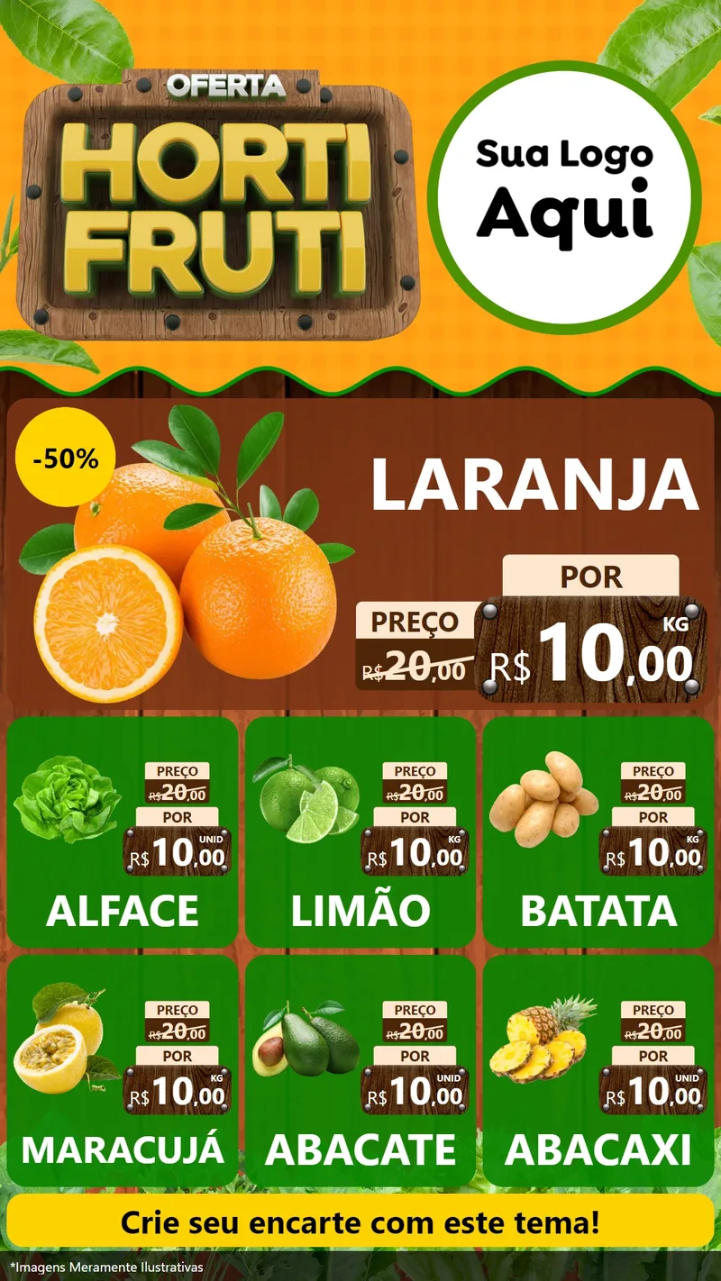 Modelo de Rede Social para Stories com o tema Oferta Hortifrúti para Hortifrúti