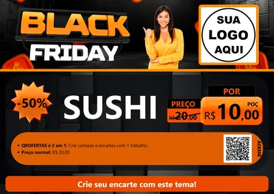 Modelo de Cartaz para Cartaz A4 Horizontal com o tema Black Friday para Comida japonesa