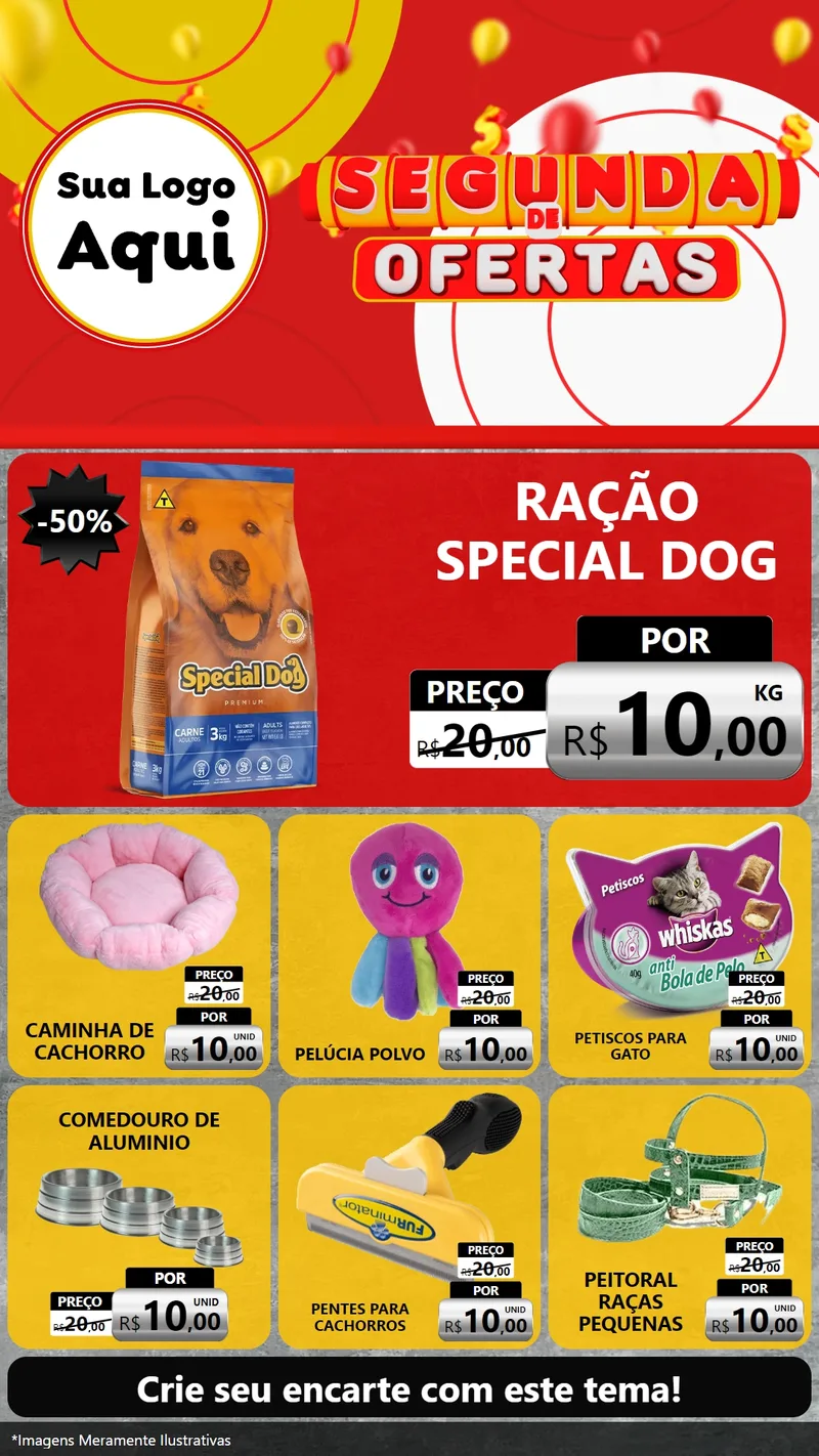 Modelo de Rede Social para Stories com o tema Segunda de Ofertas para Pet Shop