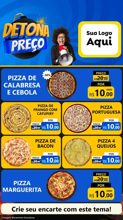 Modelo de TV para TV Vertical com o tema Detona Preços para Pizzaria