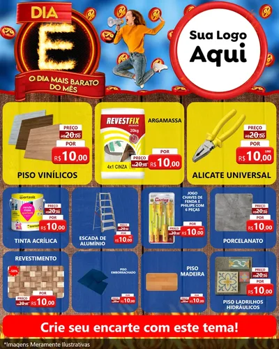 Modelo de Rede Social para Feed Instagram com o tema Dia E - O Dia Mais Barato Do Mês para Material para Construção