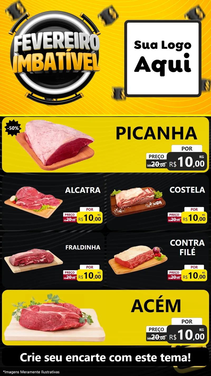 Modelo de TV para TV Vertical com o tema Fevereiro Imbatível para Açougue