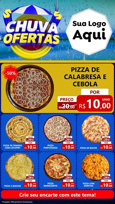 Modelo de Rede Social para Stories com o tema Chuva de Ofertas para Pizzaria