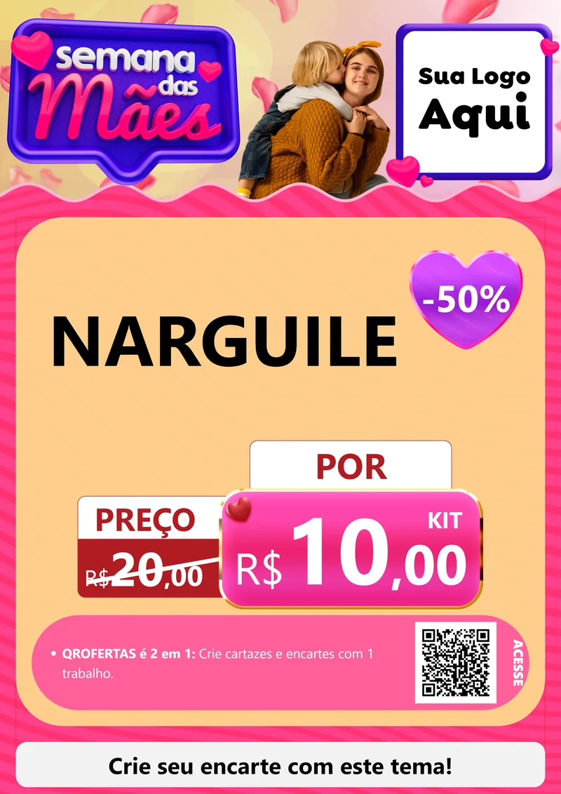 Modelo de Cartaz para Cartaz A4 Vertical com o tema Semana das Mães para Tabacaria