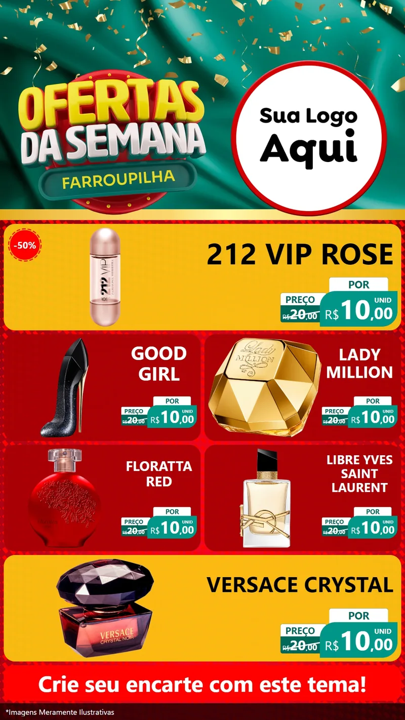 Modelo de TV para TV Vertical com o tema Ofertas da Semana Farroupilha para Perfumes