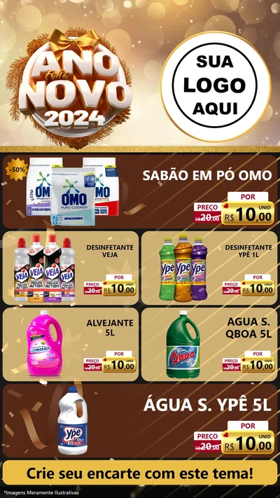 Modelo de TV para TV Vertical com o tema Feliz Ano Novo 2027 para Produtos de Limpeza
