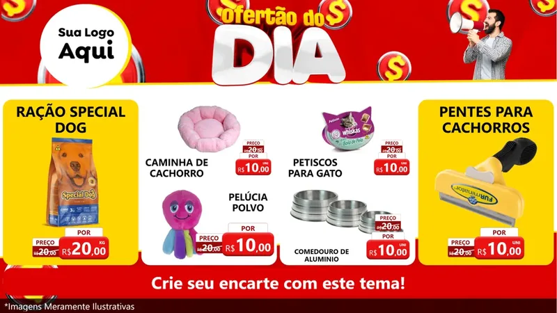 Modelo de TV para TV Horizontal com o tema Ofertão do dia para Pet Shop