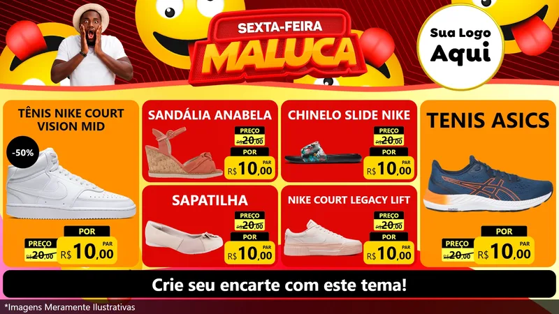 Modelo de TV para TV Horizontal com o tema Sexta-feira Maluca para Calçados