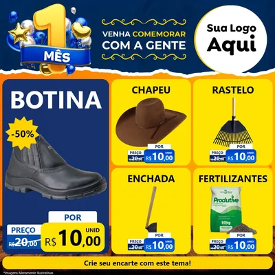 Modelo de Rede Social para Feed Facebook com o tema Um Mês de Aniversário para Agropecuária