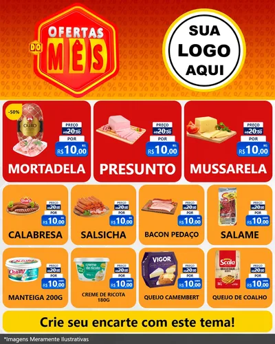 Modelo de Rede Social para Feed Instagram com o tema Ofertas do Mês para Frios e Laticínios