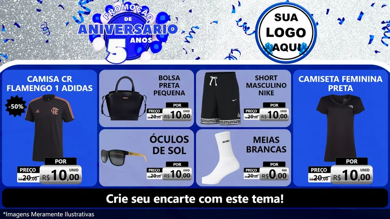 Modelo de TV para TV Horizontal com o tema Promoção de Aniversário - 5 Anos para Roupas e acessórios