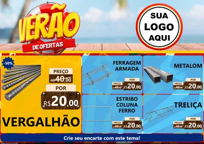 Modelo de Encarte para Encarte A4 Horizontal com o tema Verão de Ofertas para Ferragens