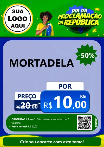 Modelo de Cartaz para Cartaz A4 Vertical com o tema Dia Da Proclamação Da República para Frios e Laticínios
