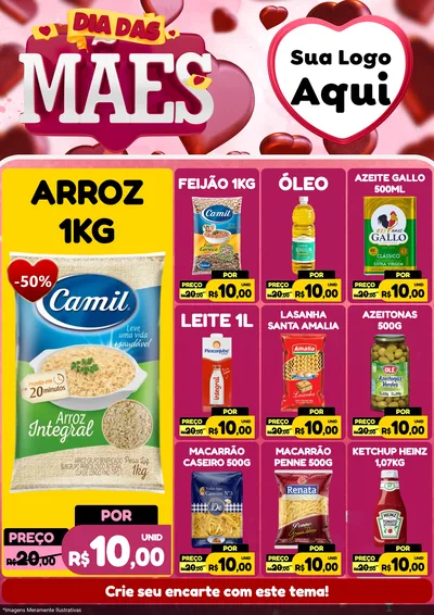 Modelo de Encarte para Encarte A4 Vertical com o tema Dia Das Mães para Supermercado