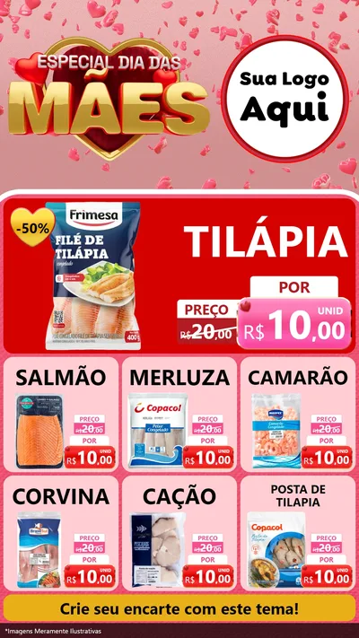 Modelo de Rede Social para Stories com o tema Especial Dia Das Mães para Peixaria
