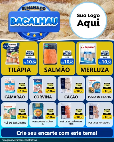 Modelo de Rede Social para Feed Instagram com o tema Semana do Bacalhau para Peixaria