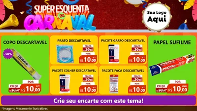 Modelo de TV para TV Horizontal com o tema Super Esquenta de Carnaval para Embalagens